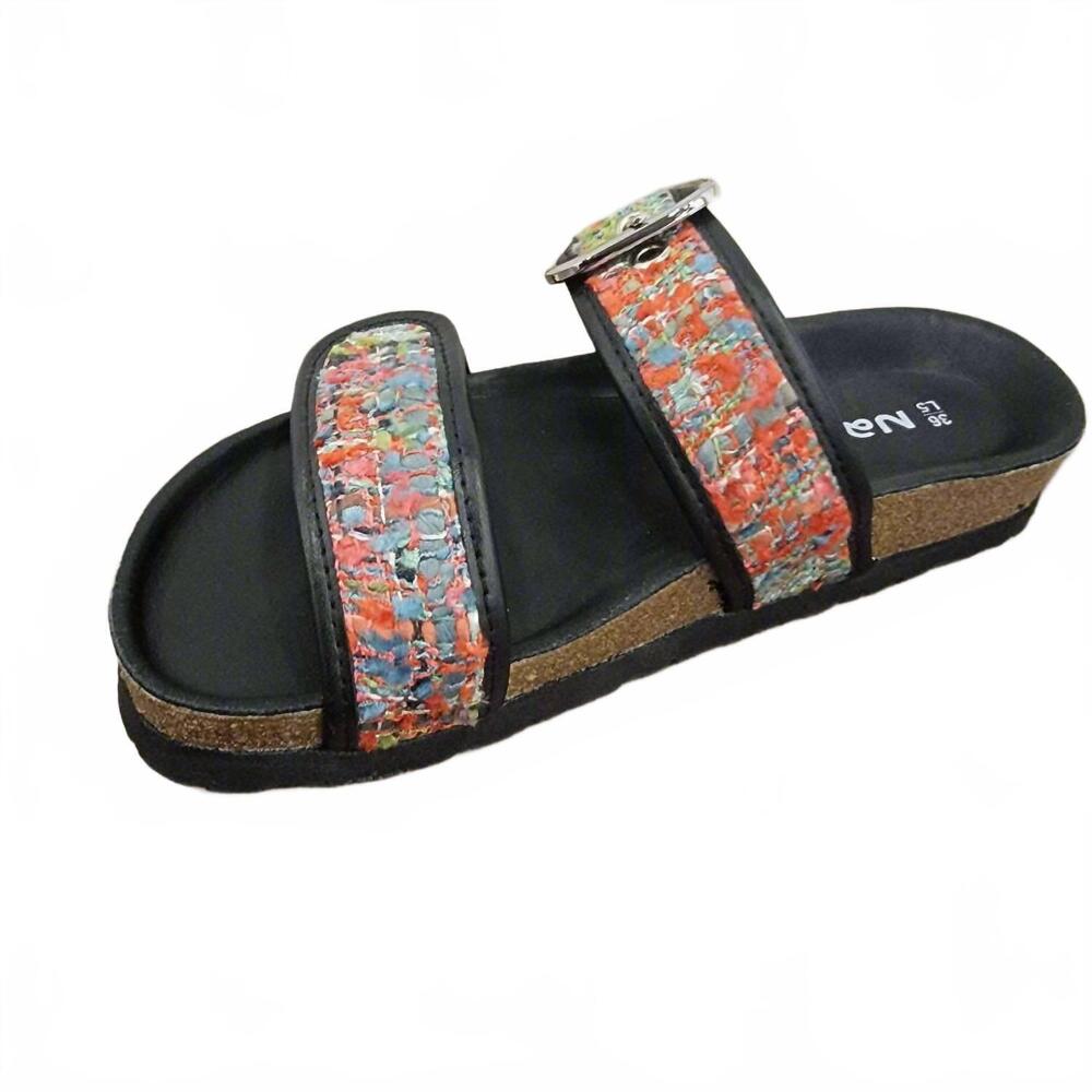 NEW YALEET women's nashville tweed flat sandal in black